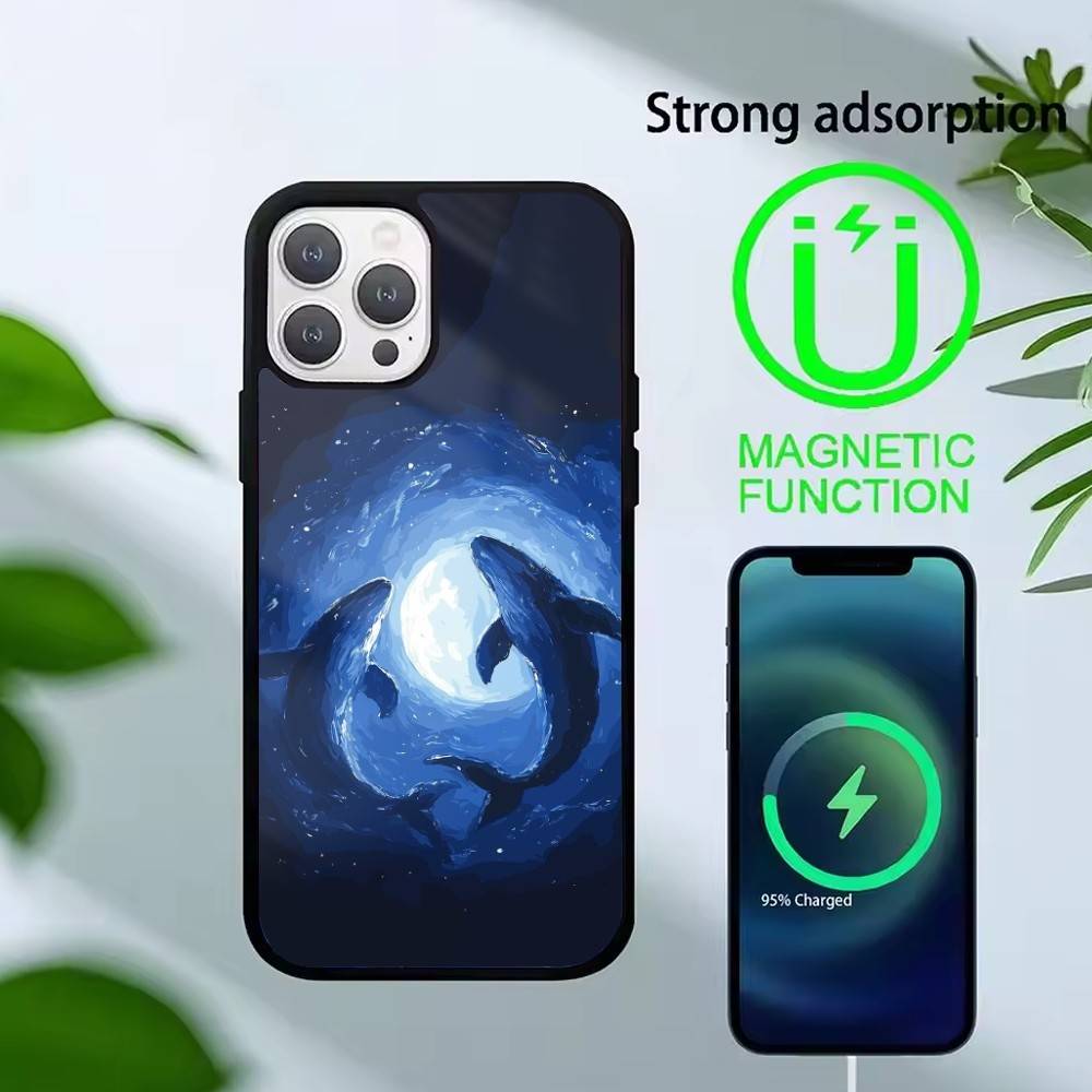Whale Fall Phone Case For iPhone17,16,15,14,13 Plus,Pro Max Magnetic For Magsafe Wireless Charging