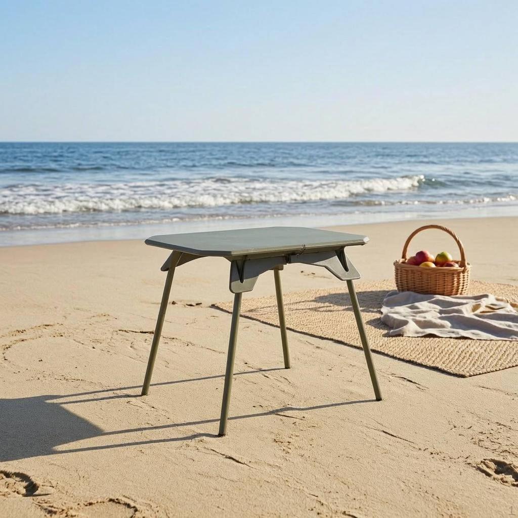 Folding Picnic Table Lightweight Height Adjustable Camp Foldable Outdoor Furniture for