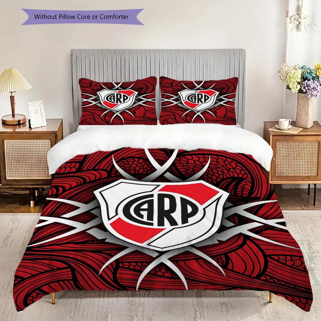 River Plate logo Pattern Bedding Quilt Set Quilt Cover Pillowcase Home Decoration Birthday Gift (1 * duvet cover + 2 * pillowcase, without core)