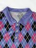 Men'S Bright Pink And Black Plaid Polo Shirt - Lightweight Breathable, Casual Short Sleeve Collar Design, Summer Outing And Daily Wear H-Cut