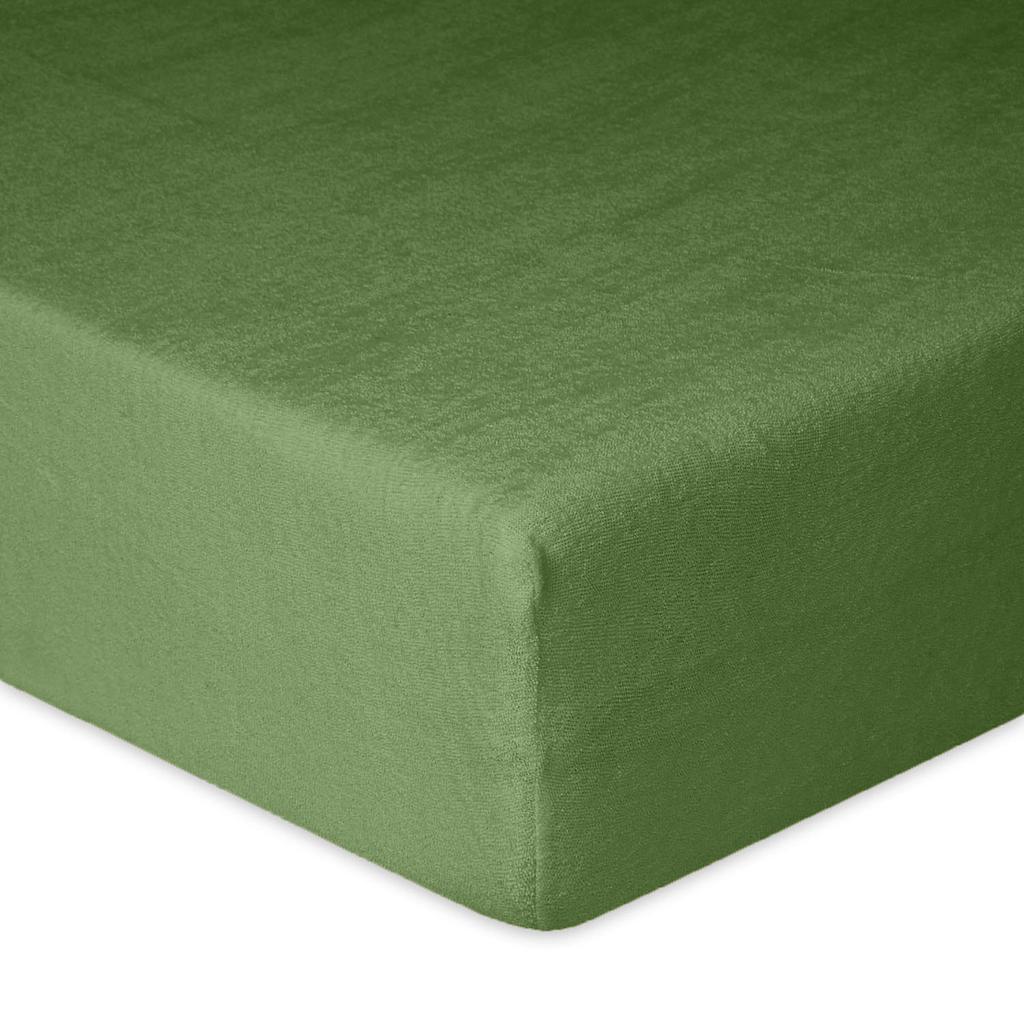Prześcieradło frotte z gumką 110/120x190/200 premium oliwkowe
