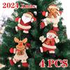 4pcs Christmas Tree Doll Pendant Santa Claus Snowman Elk Little Bear Party Dressing Xmas Decoration Accessory Pendant 2024