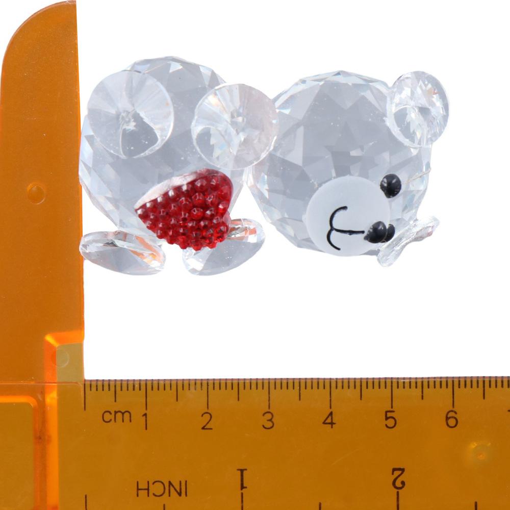 Red and Transparent Crystal Baby Bear Figurine Collection Bear Pretty Glass Ornament  Home