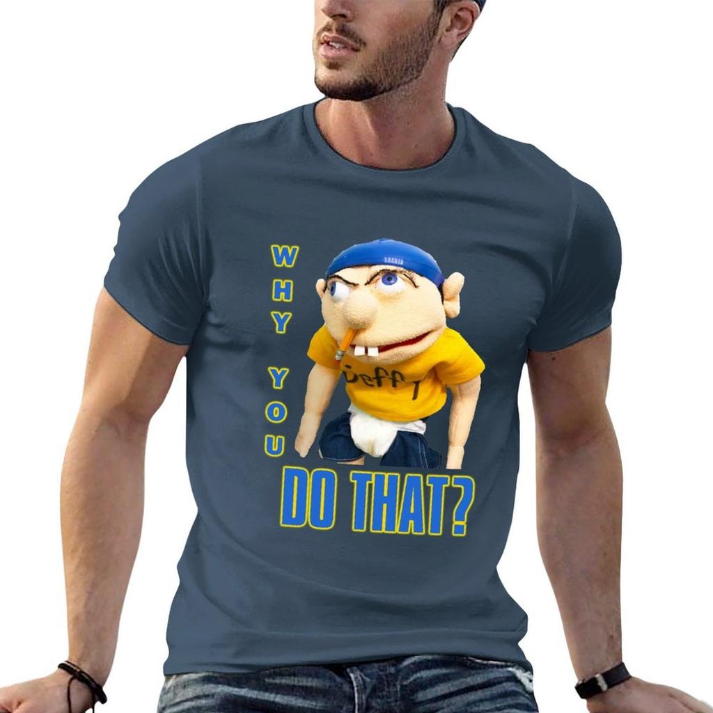 Warum du das tust Sml Jeffy Unisex T-Shirts Grafik Vintage T-Shirt Blue Archive Lustige Meme T-Shirts T-Shirts für Unisex