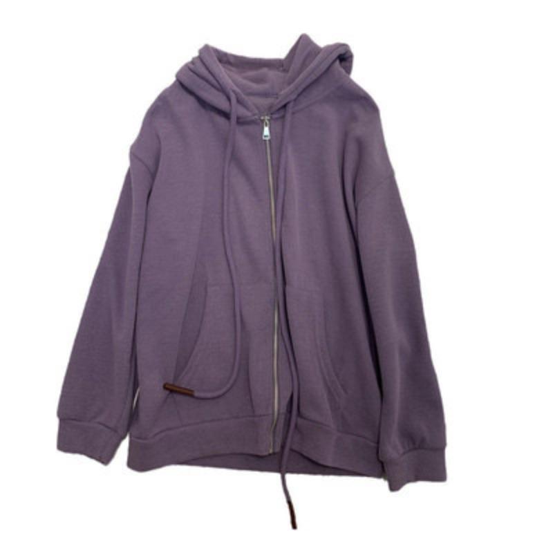 Felpa di riso da donna alla moda autunno e inverno nuova cardigan coreana casual sottile con cappuccio e zip giacca abbigliamento da donna