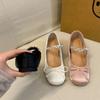 Small Man Increases Height 5cm Ballet Shoes for Women, Spring and Autumn Rhinestone Bow, Light Mouth Satin Outer Wear, Single Shoes for Women