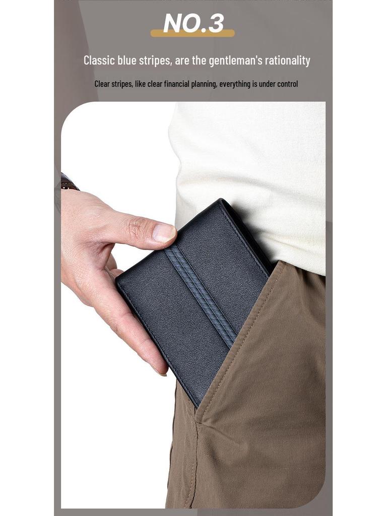 Herren Top Layer Rindsleder Gestreifte Brieftasche - Perfektes Geschenk für Vater, Ehemann oder Freund zum Geburtstag