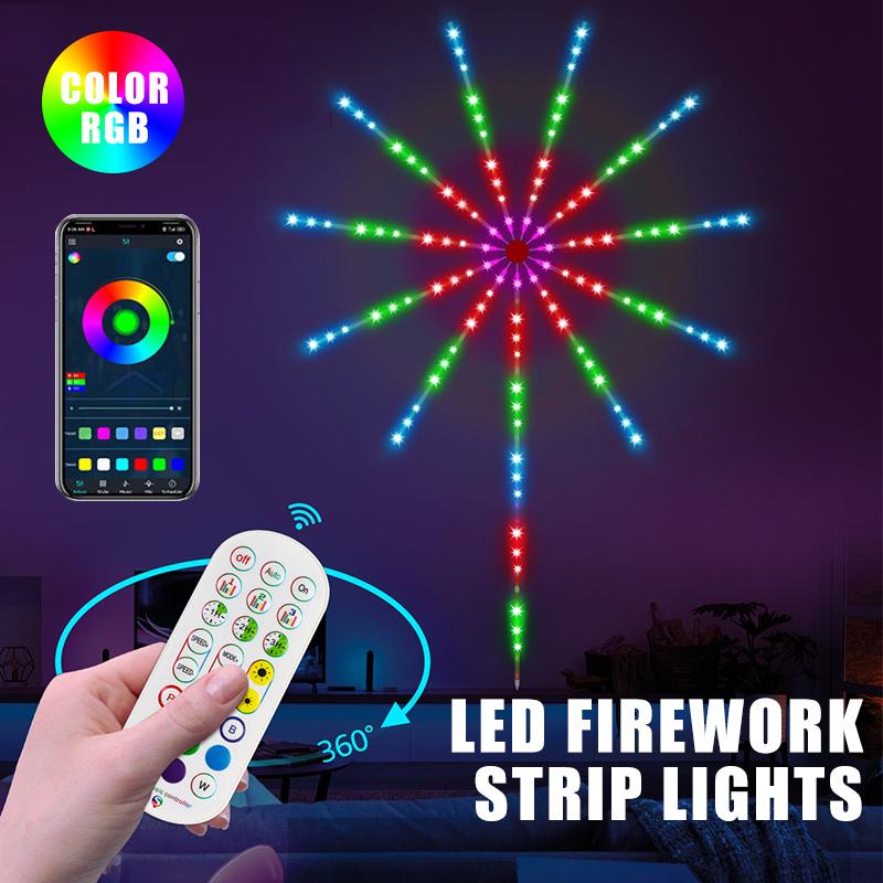 

PDTO Новые 11 светодиодных фейерверковых лент Цветная RGB Smart Music Sync APP и пульт дистанционного управления