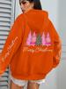 Women's Casual Hoodie - Pink Cross Christmas Tree Design for Autumn/Winter 