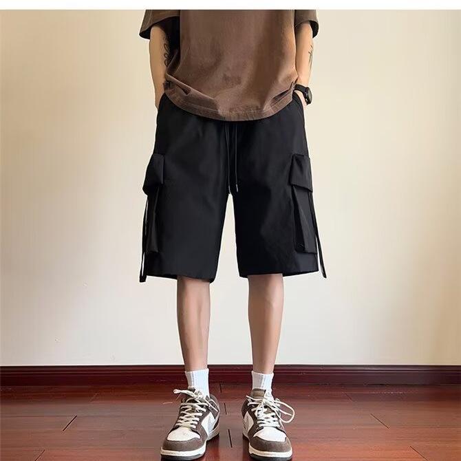 

Working Shorts Men s Summer Thin Ice Silk 5-crop Pants Loose Large Size Men s American Sports Beach Pants 3XL чёрный