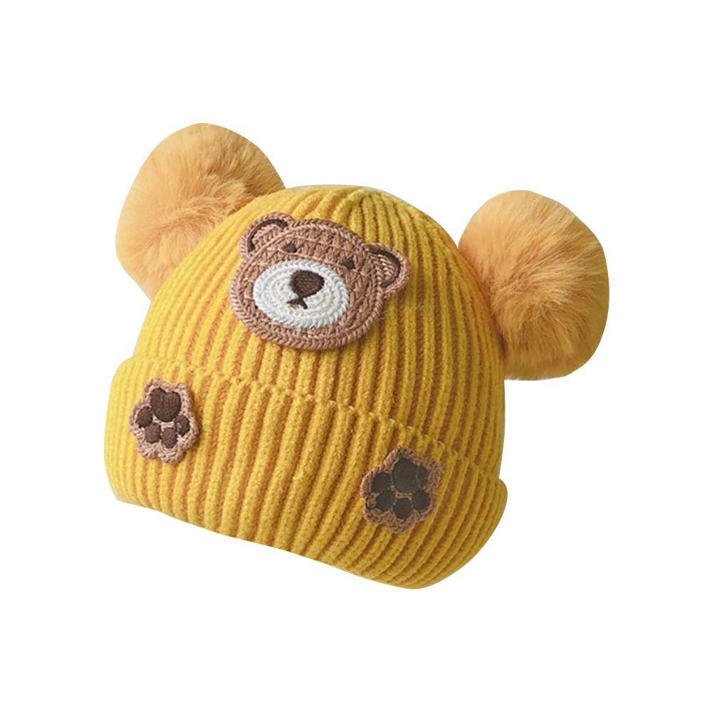 

Мягкие детские шапки-бини Шерстяные Вязаные шапки Зимние Теплые Детские шапки Младенец жёлтый