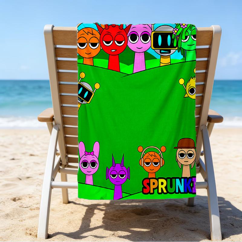 1pc SPRUNKI8 Beach Towel, Beach and Seaside Swimming Pool Equipment, Fashion Pattern, Rectangular, Travel Essentials