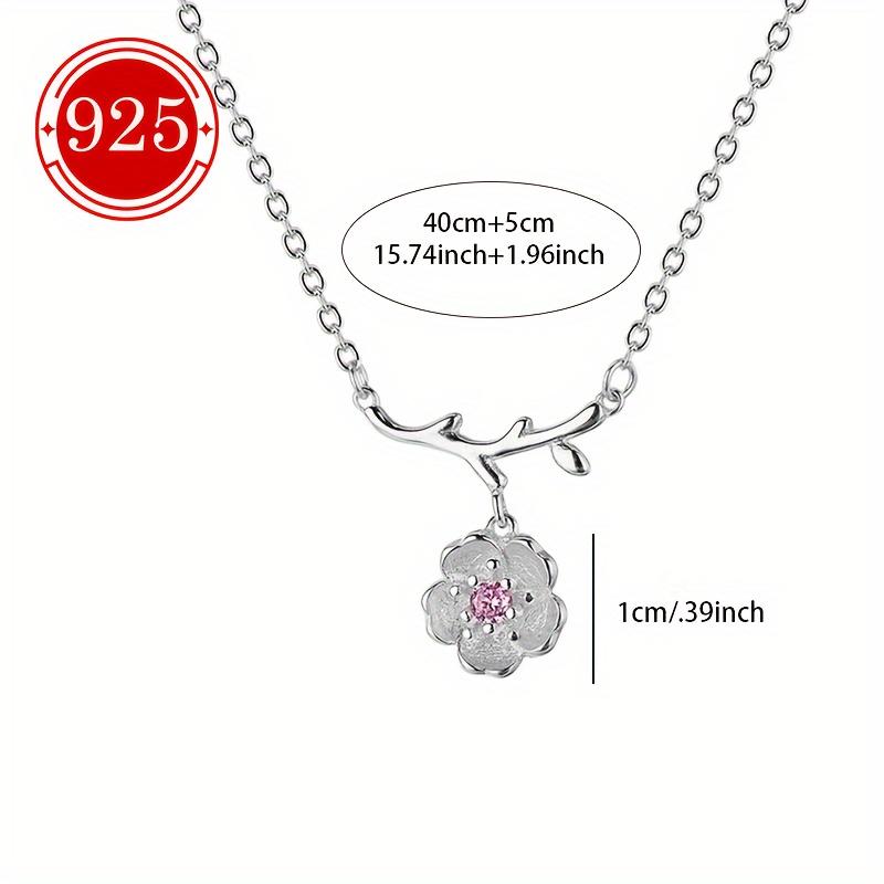 925 Silver Hypoallergenic Necklace 1 Piece Women's Cherry Blossom Necklace Exquisite High-end Clavicle Chain