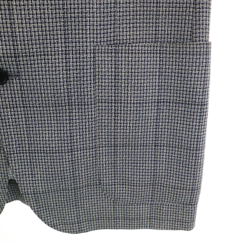 LANVIN 90s Old Check Pattern tailored jacket 46-54 Navy Ancon Men's Used