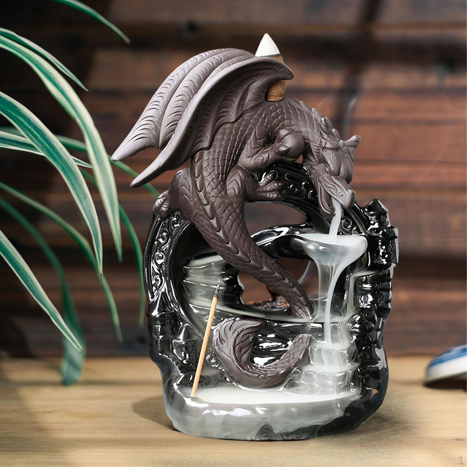 

Waterfall Incense Holder Backflow Burner Gift Mediation Ornament Table Centerpiece Dragon