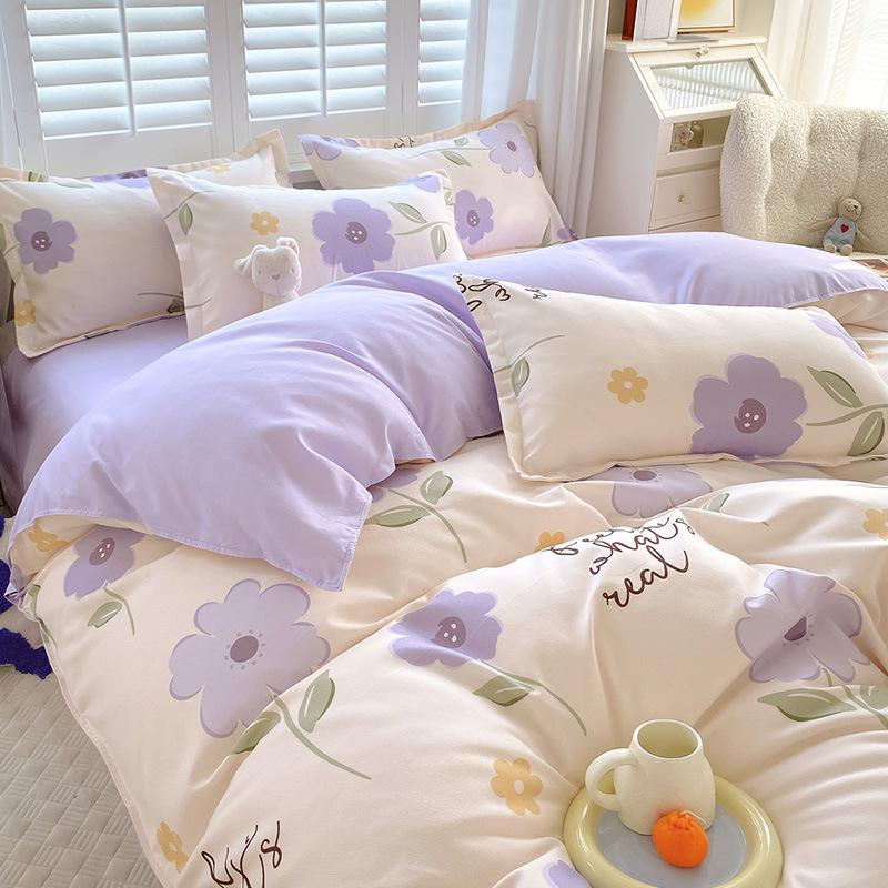 Bed Sheet Bedding Four-piece Set Thickened Brushed Quilt Cover Bed Dormitory Bedding Quilt Cover