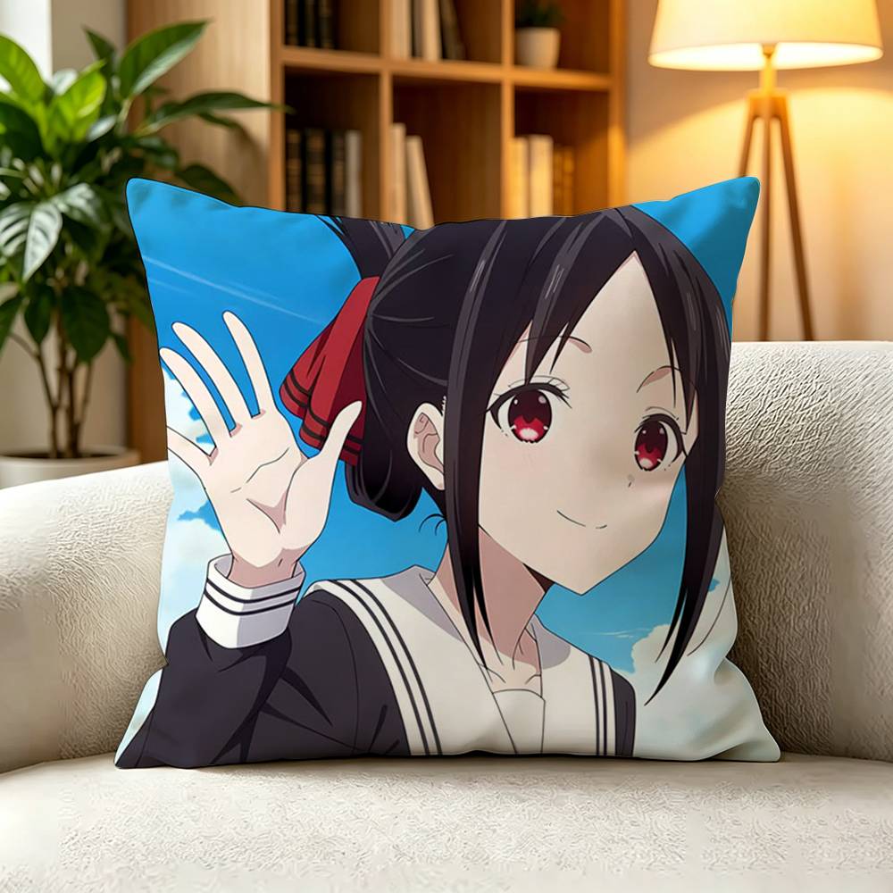 K-Kaguya-sama Love is War Kaguya Shinomiya Pillow Case Square Double-Sided Sofa Cushion Cover Bedroom Bedside Pillow