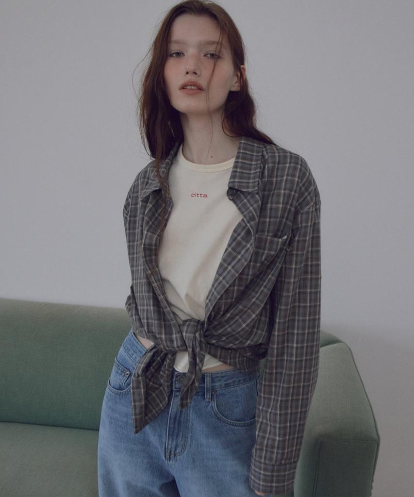 CITTA Loose-Fit Plaid Check Shirt_Ctt3044(Blue Grey)