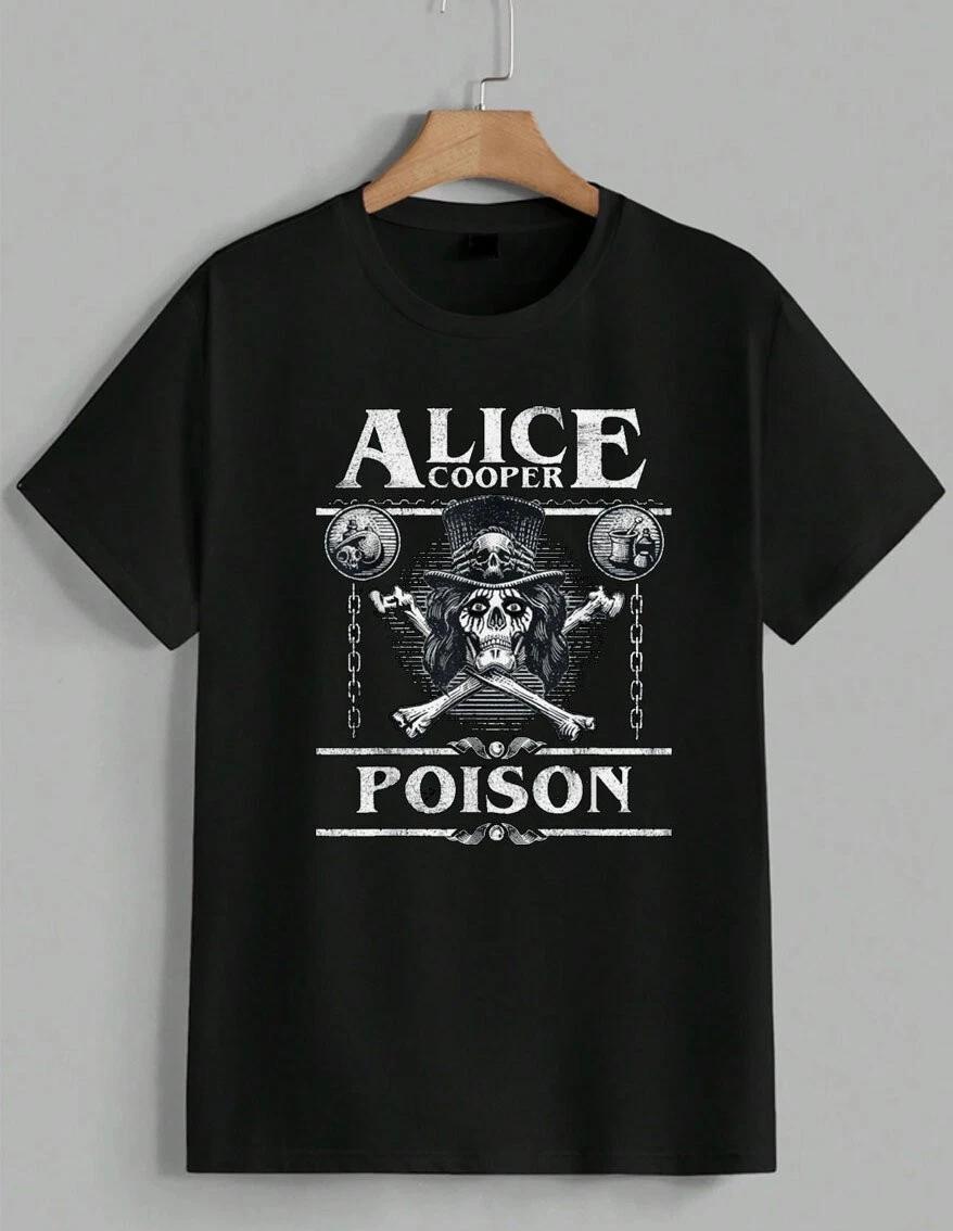 Alice Cooper Poison Band Tee Rock Metal Music Tour Graphic T-Shirt Gift Unisex XL