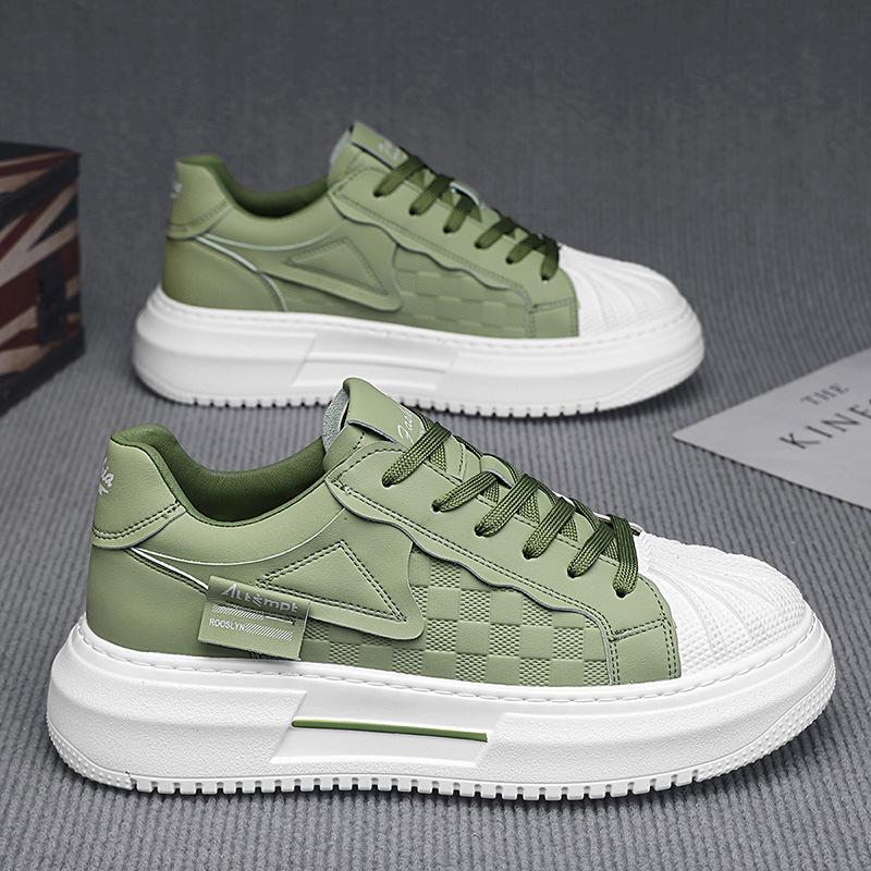 Pantofi Shell Head Spring Nou Talpă Groasă Pantofi Sport și Timp Liber Pantofi Trendy Pantofi Alb pentru Bărbați cu Înălțime Interioară