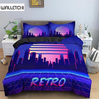 Game Scene King Queen Duvet Cover 3D Neon Bedding Set Youth Hippie Hip Hop Quilt Cover Modern Rock Polyester Comforter Cover