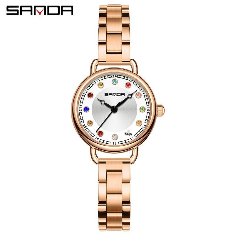 Sanda Women's Diamond-Studded Quartz Watch: Fashionable, Light Luxury, Versatile Steel Band 