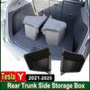 For Tesla Model Y Juniper Left Right Rear Trunk Side Storage Organizer Box Suede Cover Tpe Waterproof Bin Accessories