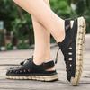 Men Sandals New Elastic Band Leather Hollow Breathable Comfortable Lightweight Summer Outdoor Beach Walking Sandals for Teen