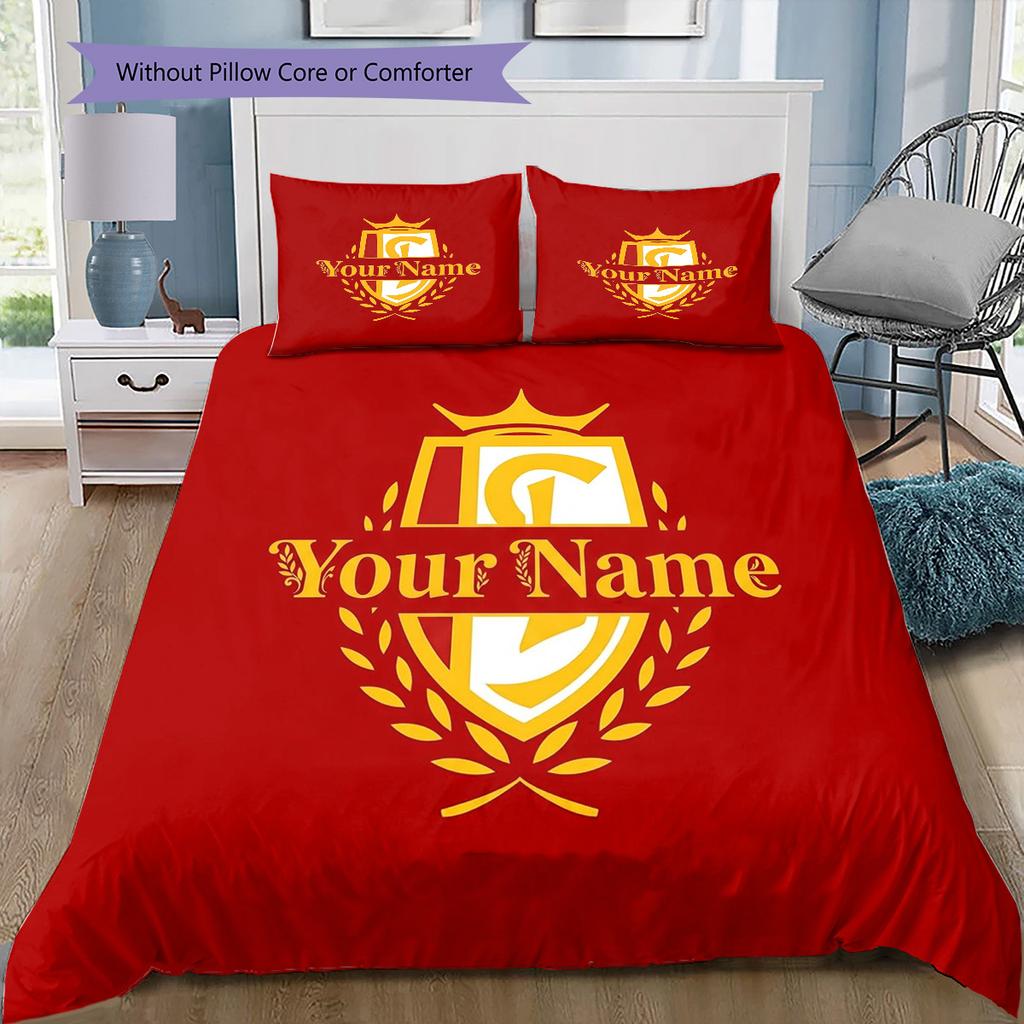 Crest Legacy Custom Name Pattern Bedding Quilt Set Quilt Cover Pillowcase Home Birthday Gift(1 * duvet cover + 2 * pillowcase, without core)