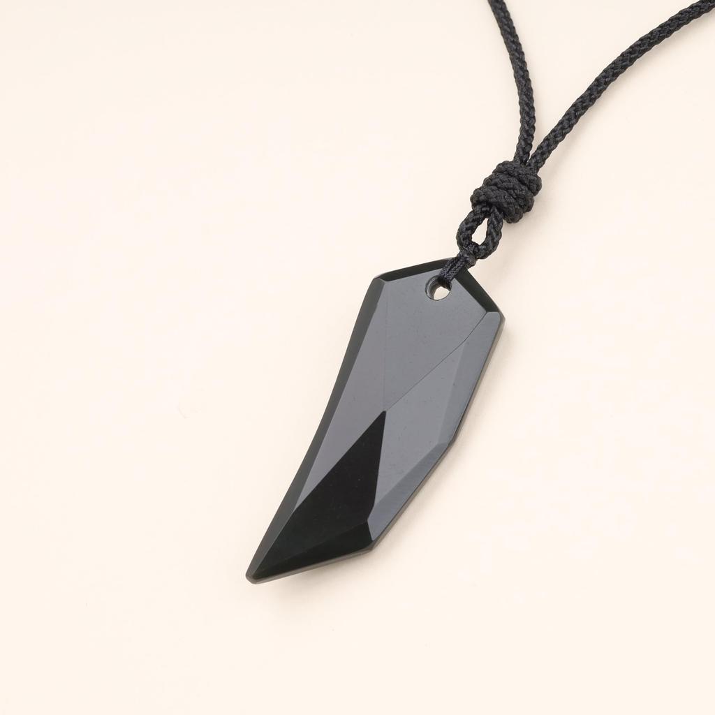 Obsidian Wolf Fang Business Protection from Adjustable for Men and Women [KOAI] Pendant/Necklace, Luck, Evil, Length,