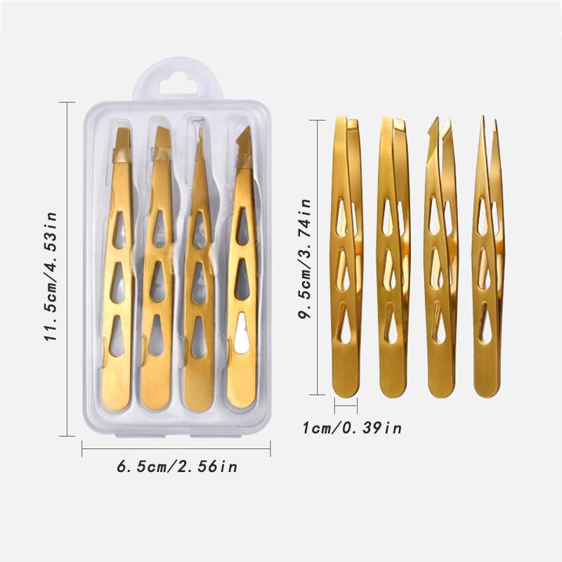 Eyebrow Tweezer Set, 4 Pcs Professional Stainless Steel Tweezers for Women, Precision Tweezer for Facial Hair, Splinter and Ingr