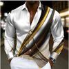 Men's Striped Pattern Printed Long Sleeve Shirts Casual Cardigan New Button Holiday Fashion Shirts