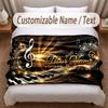 Music General Theme Soft Blanket Personalized Custom Name Text Print Warm Blanket Home Sofa Bedroom Decor
