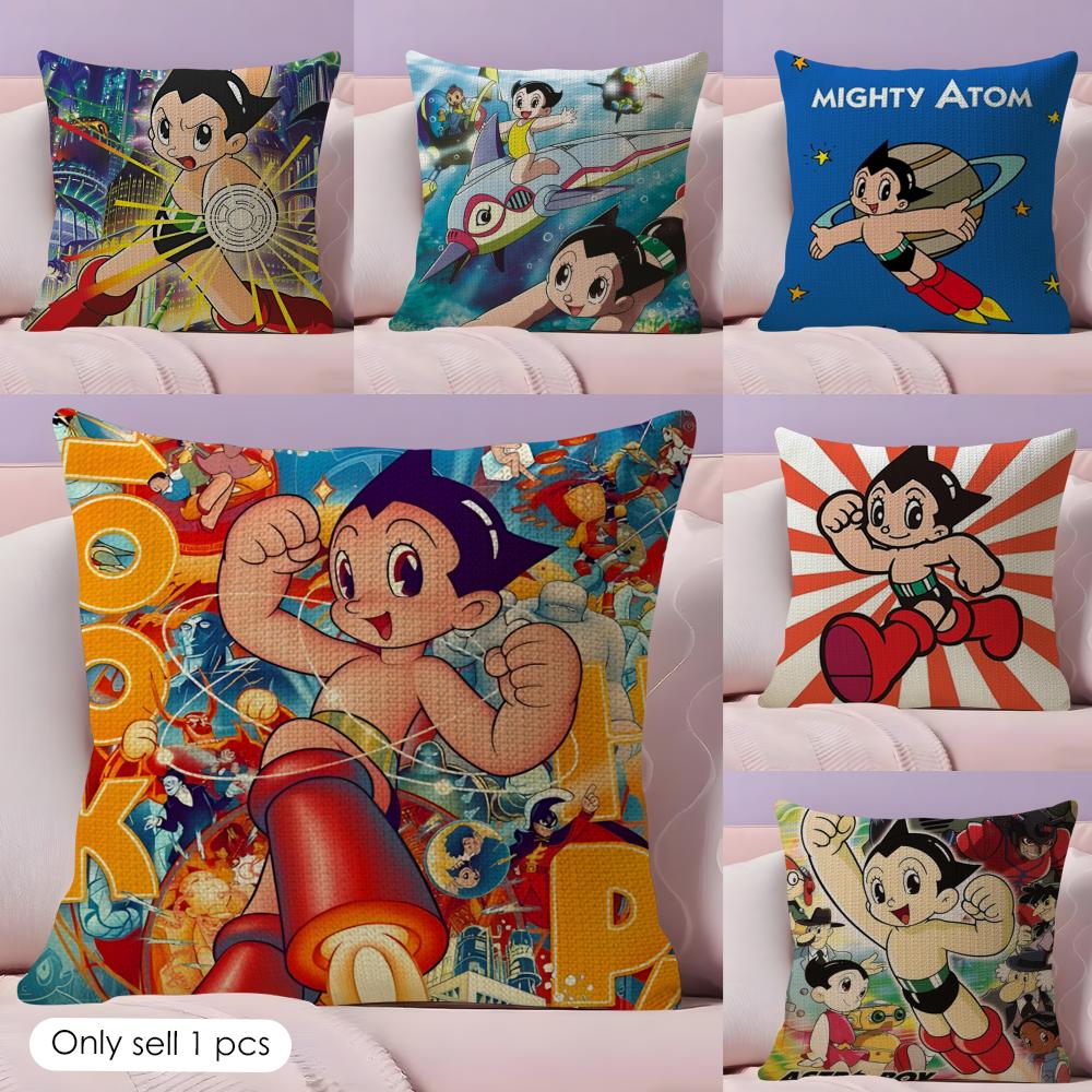 Anime Comic AAstro Boy Cushion Cover Natural Linen Organic Fabric DoubleSided Printing Couch Pillow Covers Home Decor