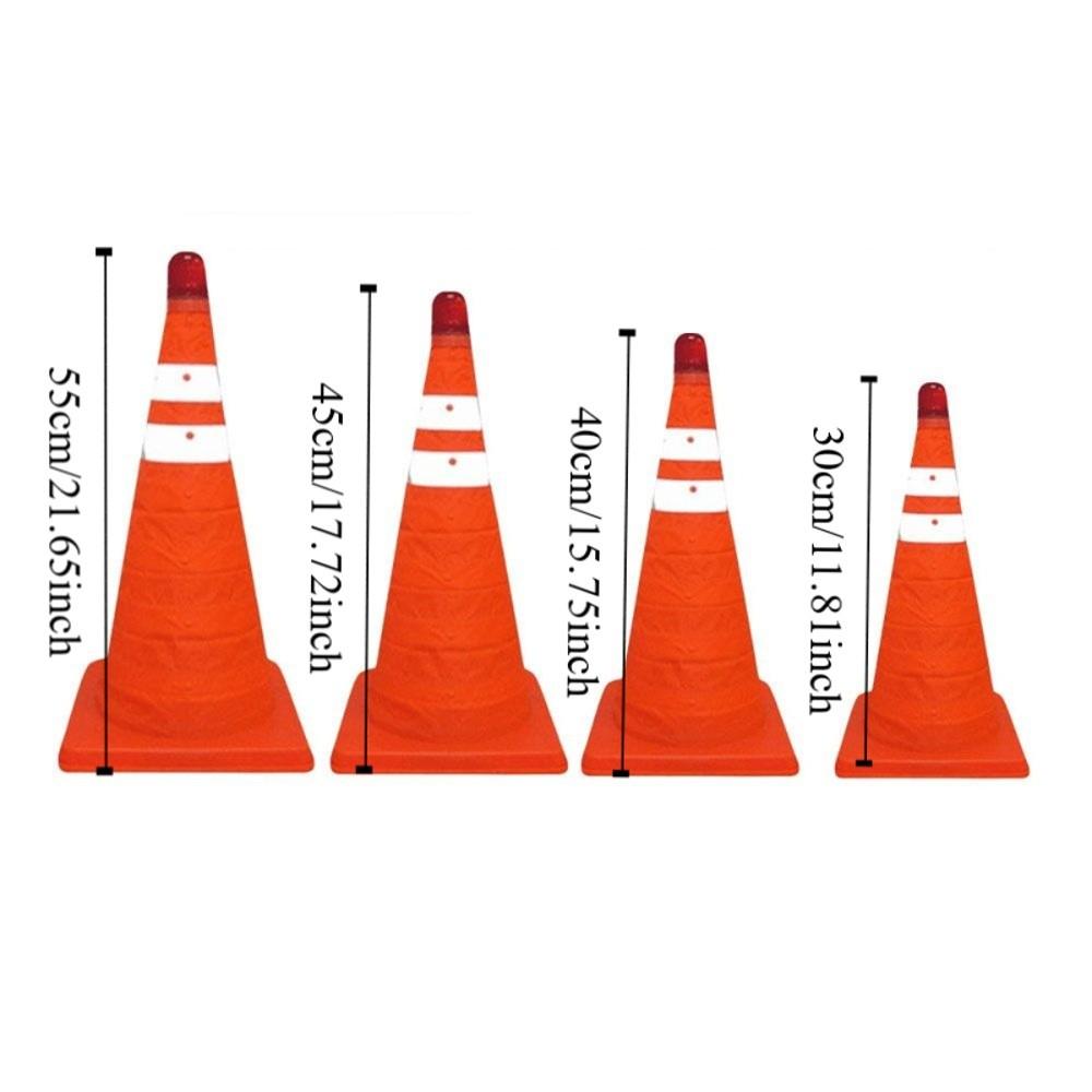 Foldable Design LED Light Reflective Cone Orange Color Telescopic Folding Cone Traffic Facilities