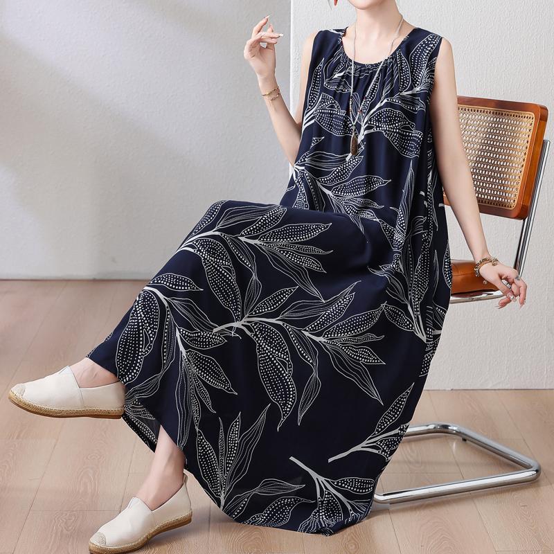 Plus Size Summer Long Dress for Women Clothes Elegant Sleeveless Loose Casual Dress