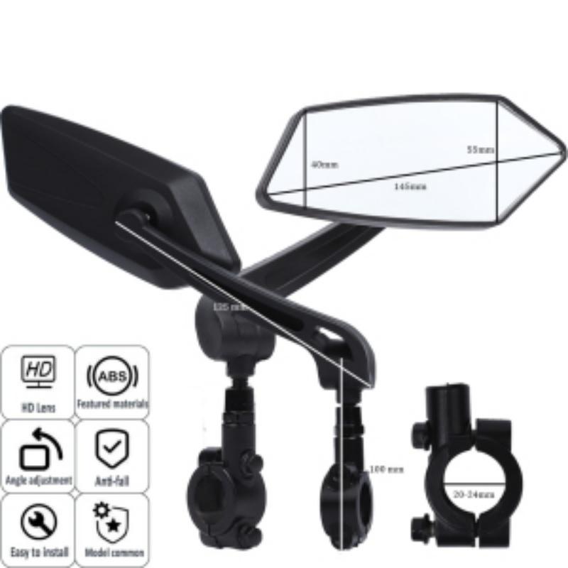 Kolip Bicycle Rear View Mirror Extra Large 2 Pieces 360 Degree Rear View Mirrors For Bicycle Ebike Mountain Bike MTB (Left + Right)