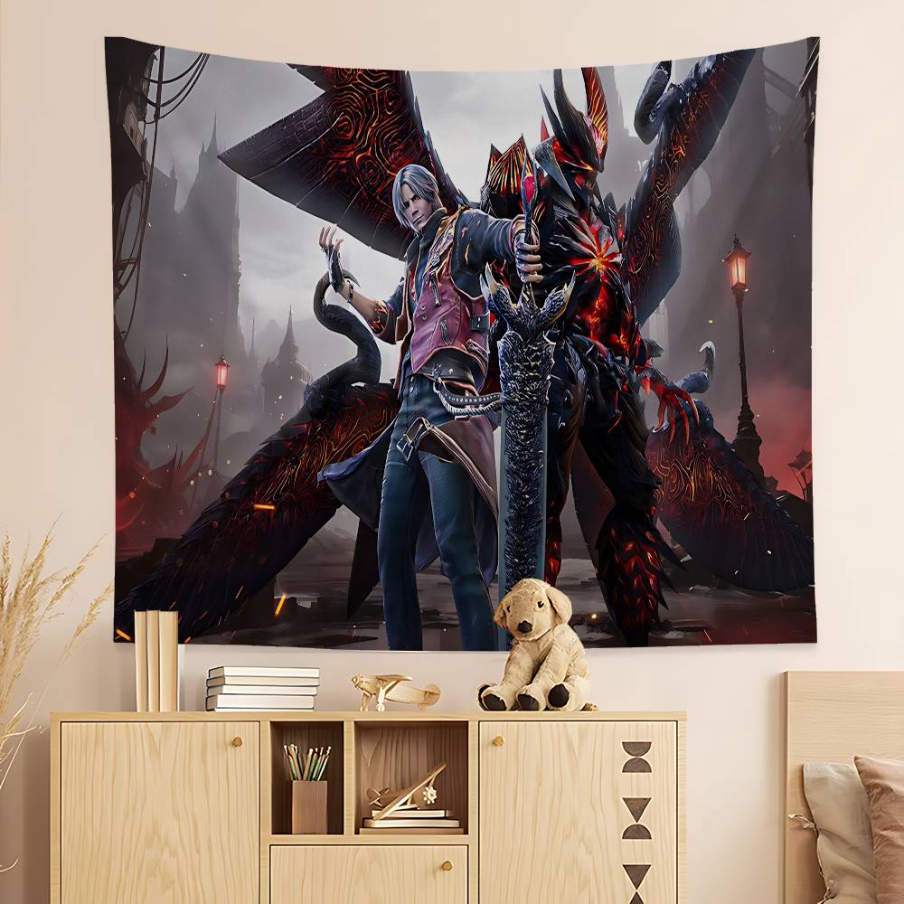 Game DDevil MMay CCry Anime Tapestry Hanging Tarot Hippie Wall Rugs Dorm Home Decor