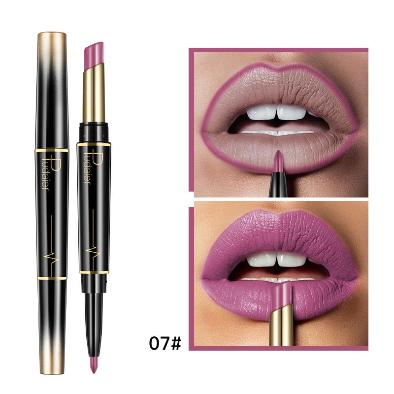 Dobbelhodet leppestift lipliner matt lipgloss 16 farger leppestift
