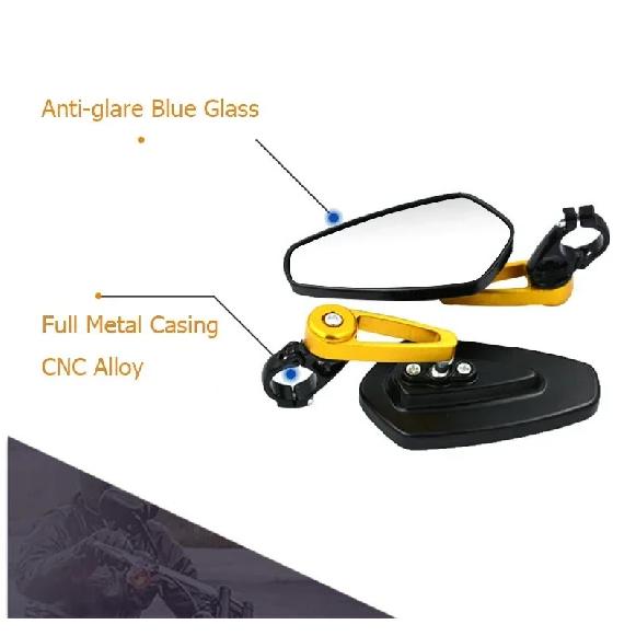 Motorcycle Aluminum Bar End Side Rearview Mirror Universal Motorbike Bike Handlebar Rear View Mirrors 1 Pair 7/8" 22mm