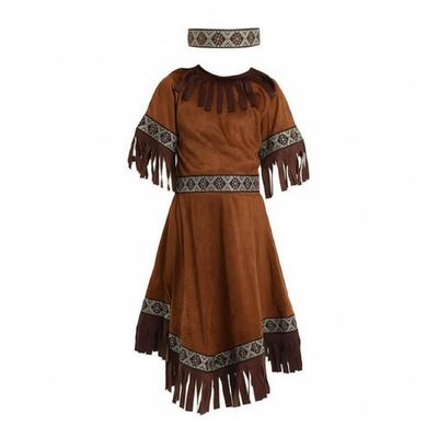 Costume Dress with Headband Fringed Performance Crewneck for Themed Events