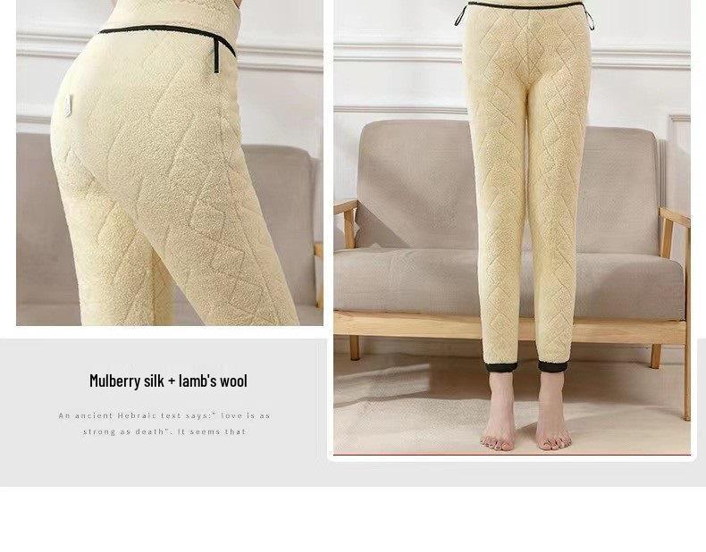 Women's High Waist Lambswool Silk Cotton Winter Leggings - Super Thick, Warm, Plus Size with Pockets
