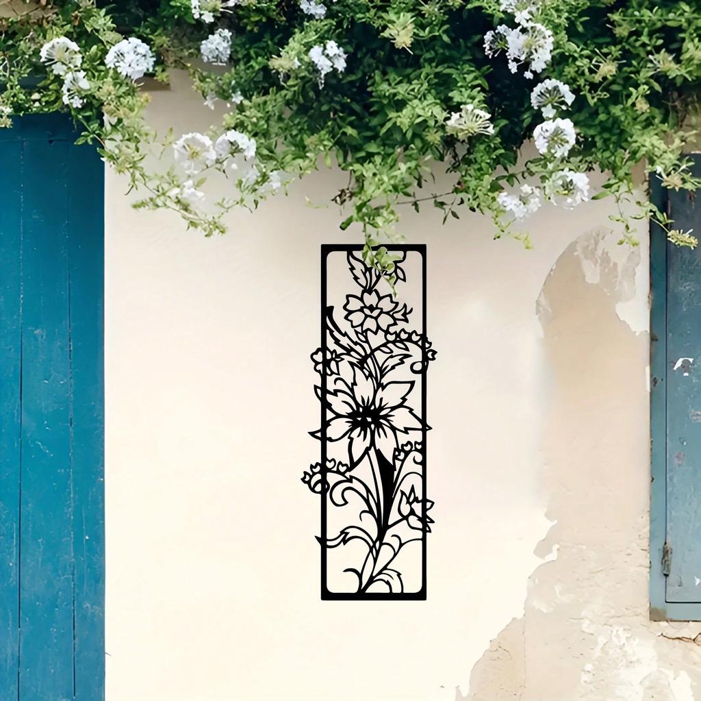 Metal Wall Art Black Iron Flower Sunroom Retro Decor