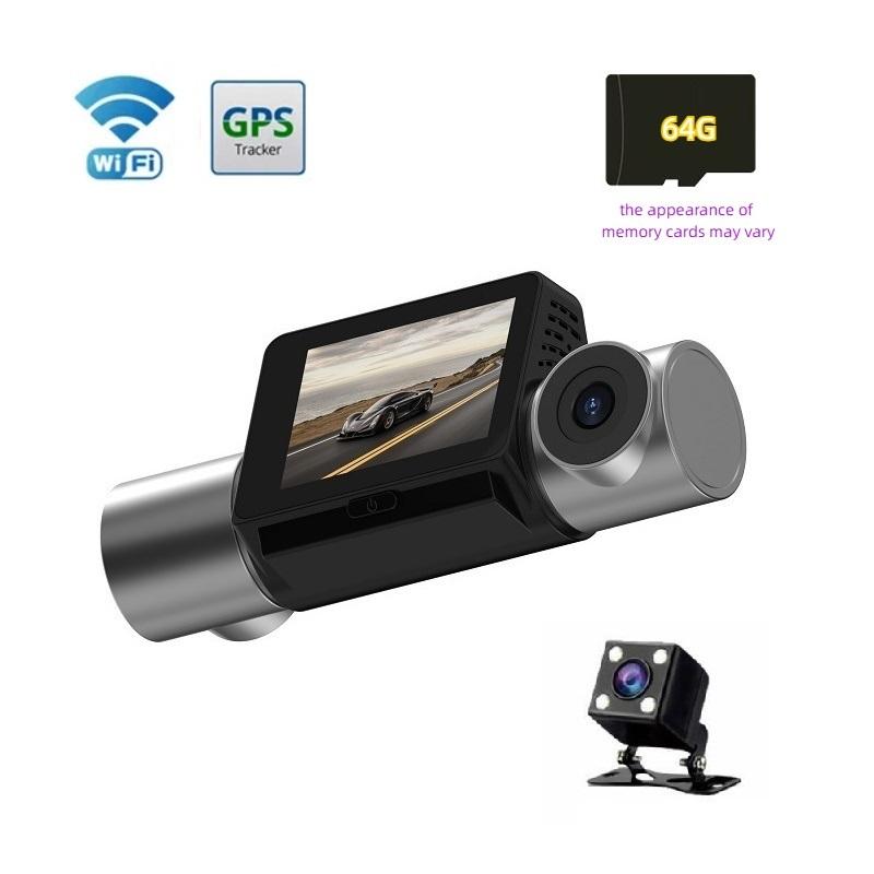 

WiFi Відеореєстратор, Автомобільна камера, Відеореєстратор, DVR, GPS Двоканальний реєстратор, Full HD Сенсорний екран, G-сенсор 3 Lens+WIFI+GPS+64g