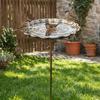 Retro Iron Bird Bath Feeder Metal Bowl 5-Pronged Base Standing Bird Bath Heavy Duty Rustproof Bird Feeding Station Yard
