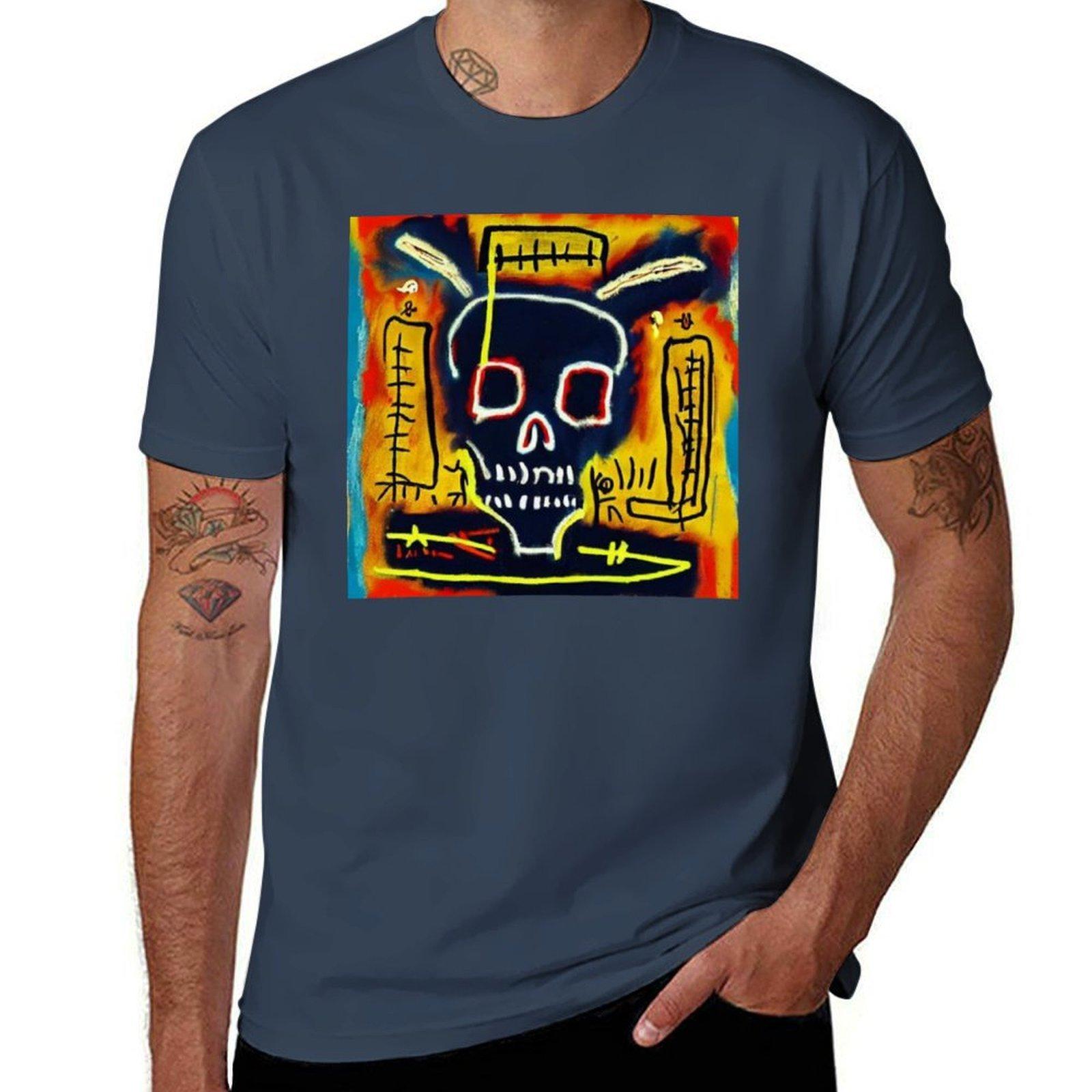 Urban Art Skull Nouveau Street Art Graffiti Skull TShirt Simple Casual Short Sleeve Cotton TShirt S