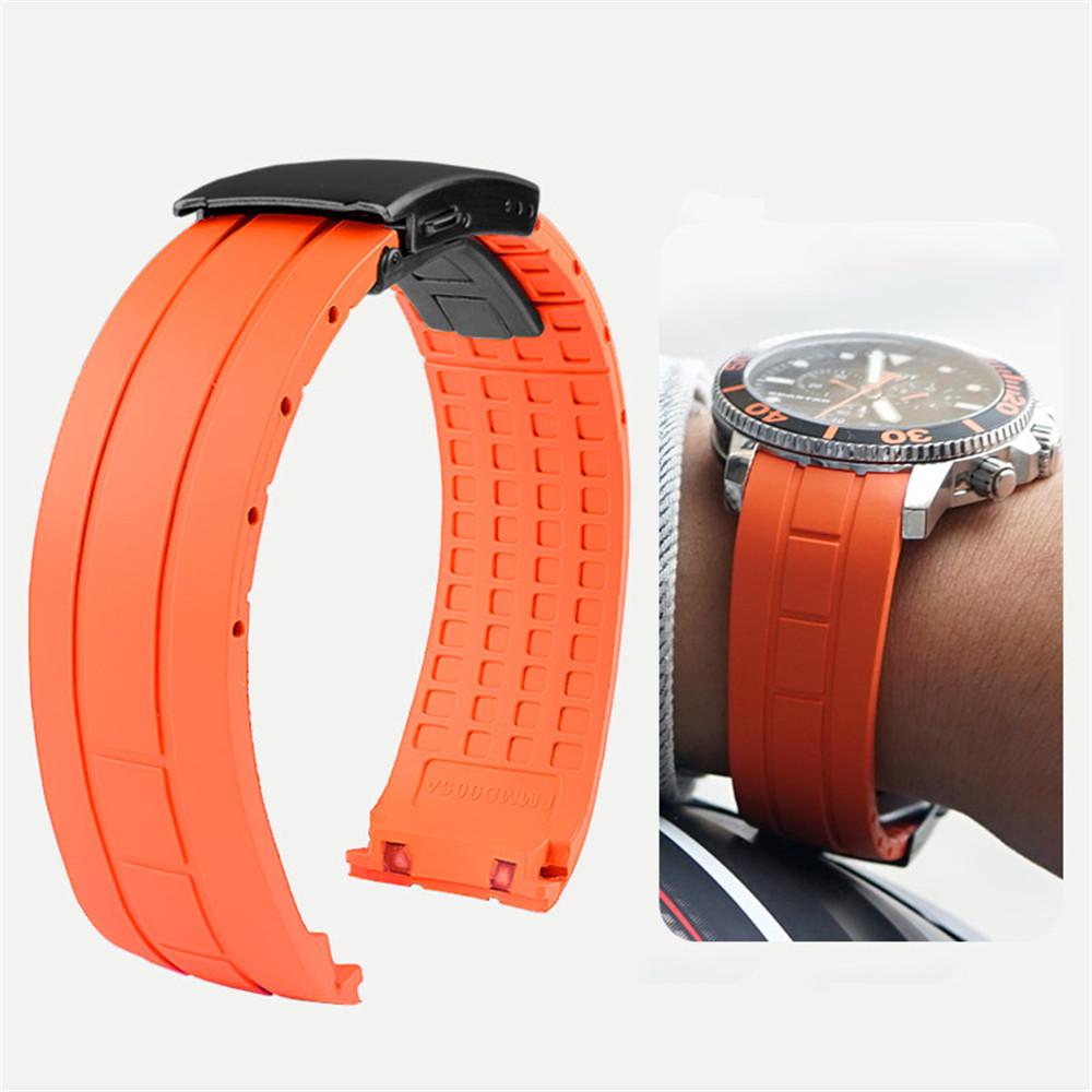 

22mm Premium-Grade Rubber Watch Strap Curved End Men Folding Wrist Band Bracelet for MIDO Tissot Seastar T120.407 watchband 22mm