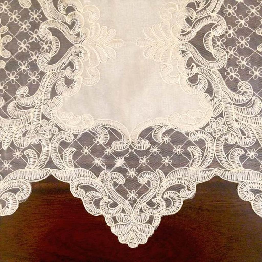 Elegante Innendekoration Französische Spitze Tischmitte, Beige, 38x83cm, Deckchen, Tischläufer, Bestickte Tischdecke, 12221TC