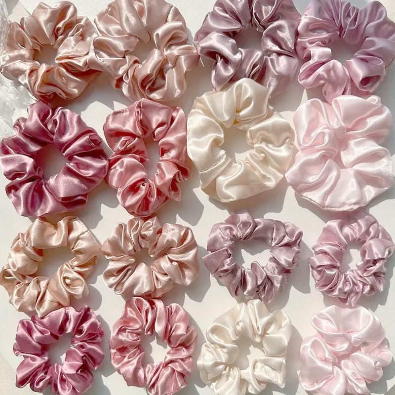 16-piece Set of Soft Satin Hair Ties In Pink and Brown Colors | Suitable for Wearing In All Settings