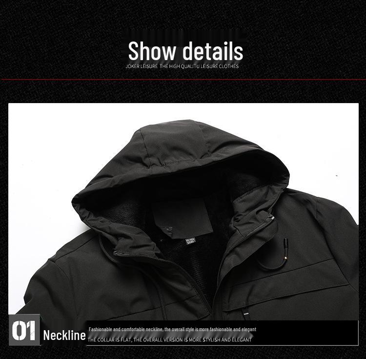 Winter Fleece-Lined Hooded Outdoor Men's Cotton Jacket: Casual & Thickened Design from Japan and South Korea.